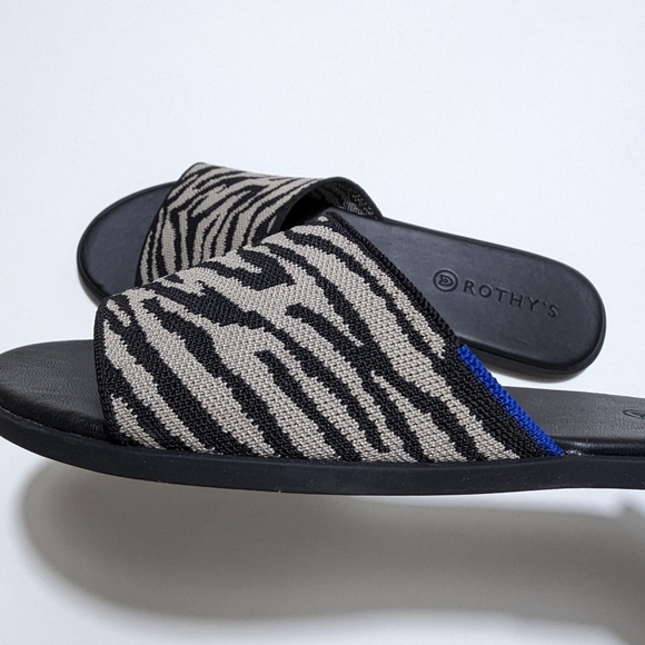 Rothy's The Slide Zebra Animal Stripes Slip On Sandals - Picture 6 of 16